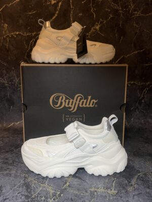 Buffalo Baliss Ballerina Białe Sneakersy Chunky Wsuwane