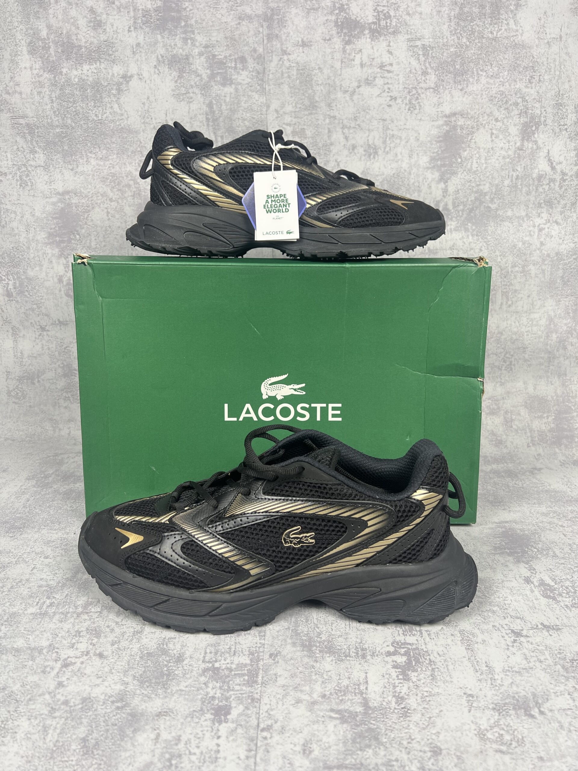 Lacoste Neo Shot Męskie Sneakersy Czarno-Złote Sznurowane