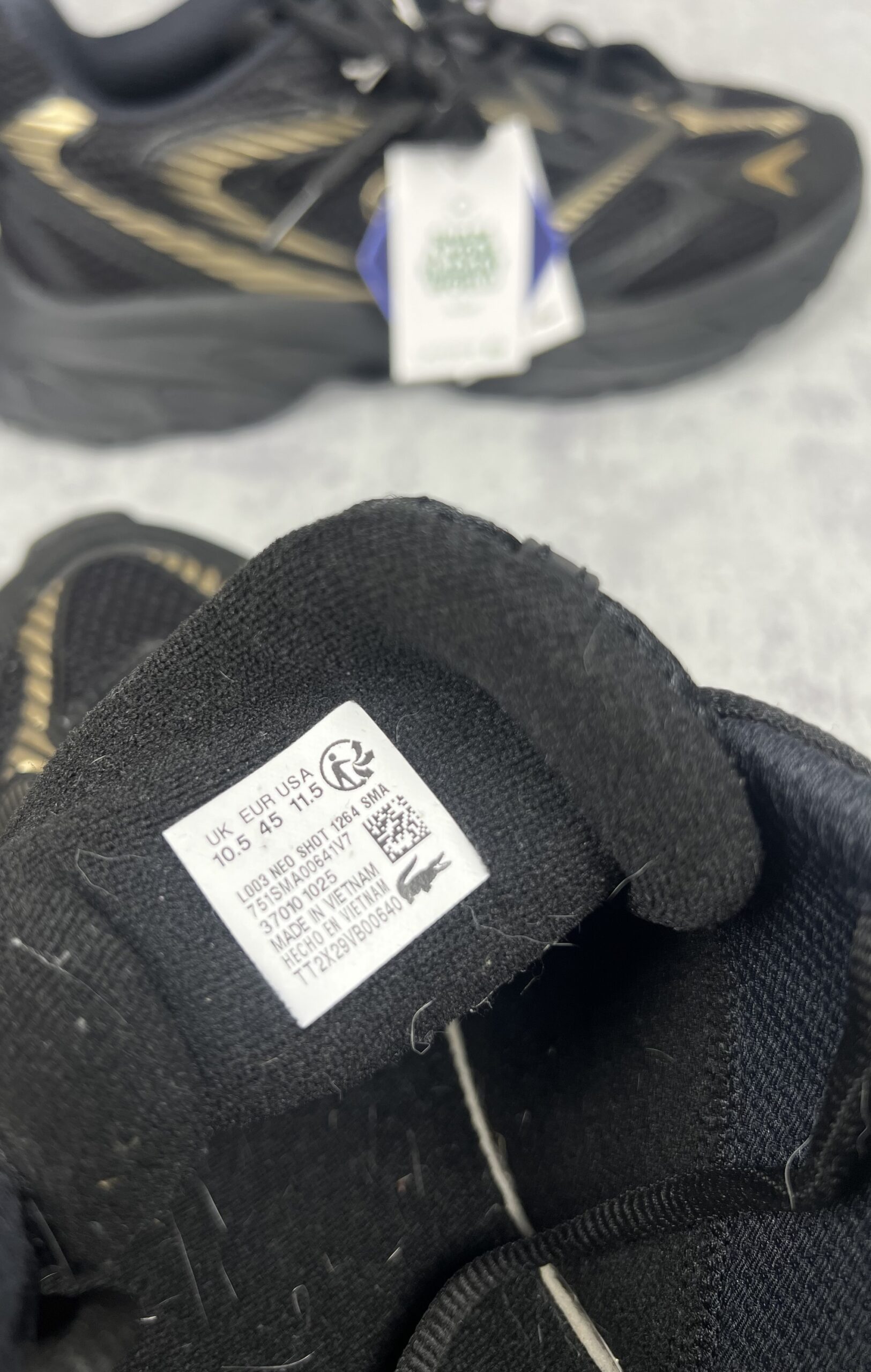 Lacoste Neo Shot Męskie Sneakersy Czarno-Złote Sznurowane - obrazek 9
