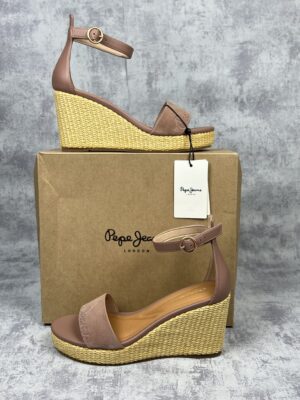 Pepe Jeans Wayna Sandałki Damskie na Koturnie Pudrowy Róż