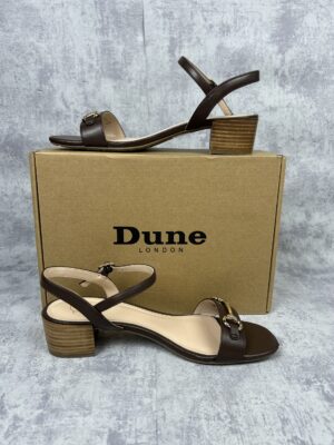 Dune London Brązowe Sandałki Damskie na Klocku ze Sprzączką